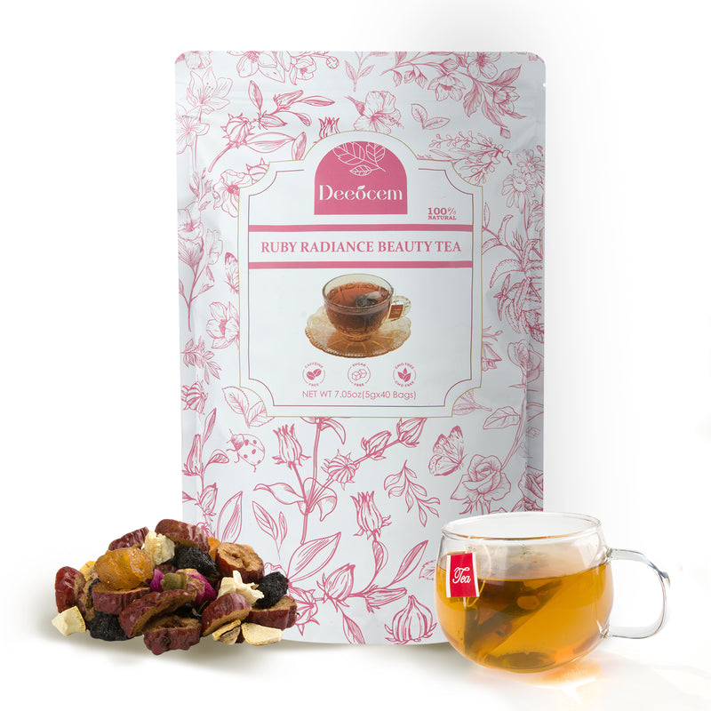 Ruby Radiance Beauty Tea - Herbal Glow Blend | 40 Tea Bags